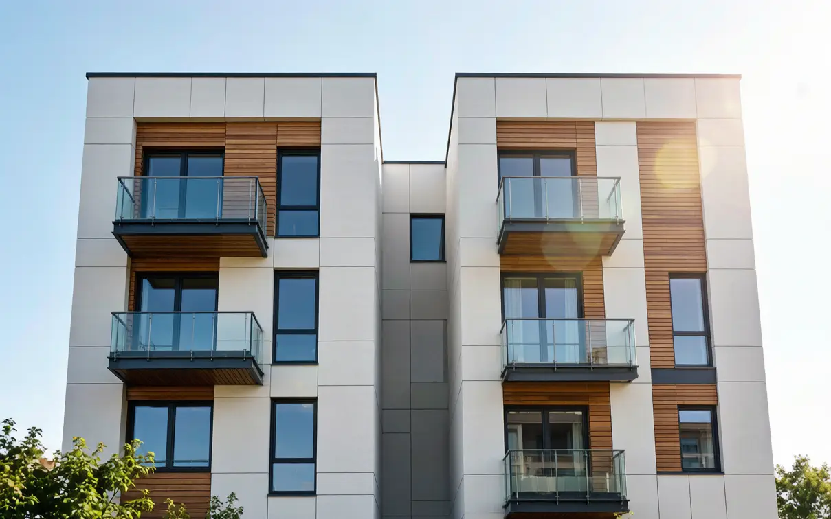 Modern apartment building exterior - apartment floor plan design