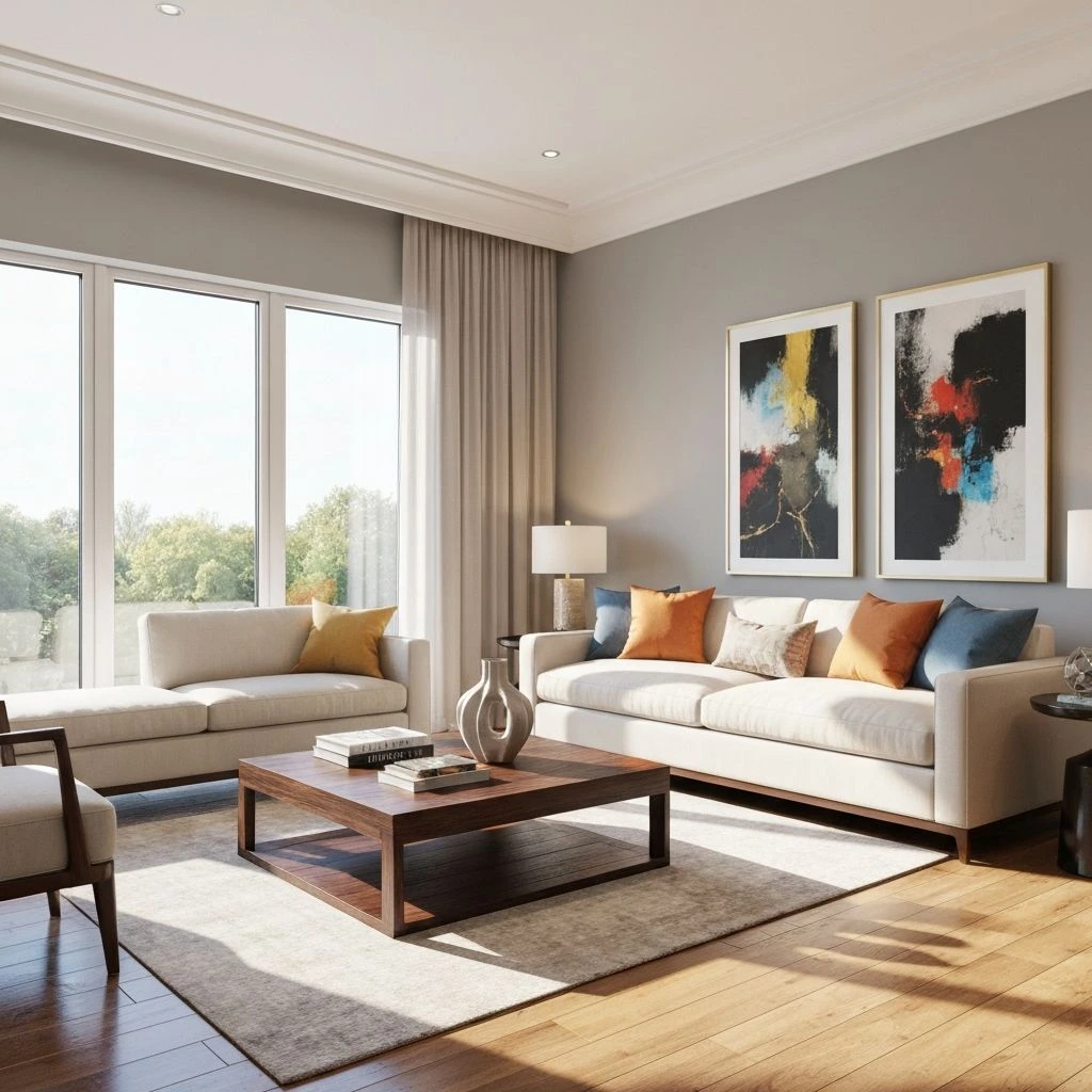Realistic AI-rendered room generated from a floor plan