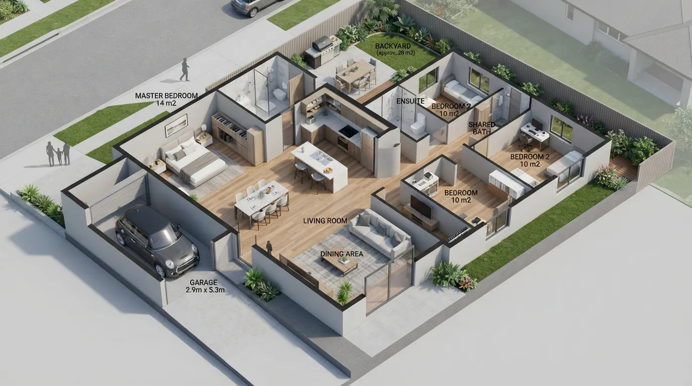 110 m² Home with Garage and Backyard — Latin America