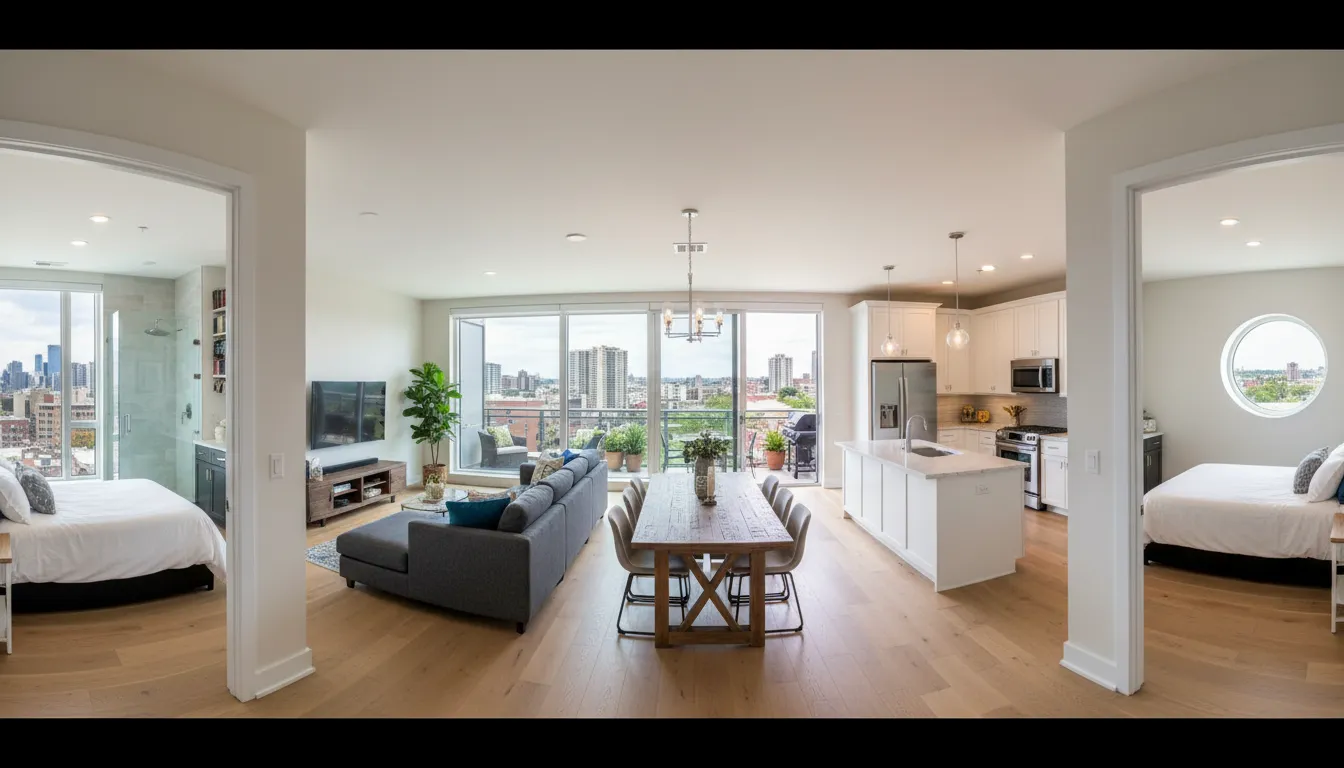 2-Room 2-Bath Apartment with Hall and Balcony