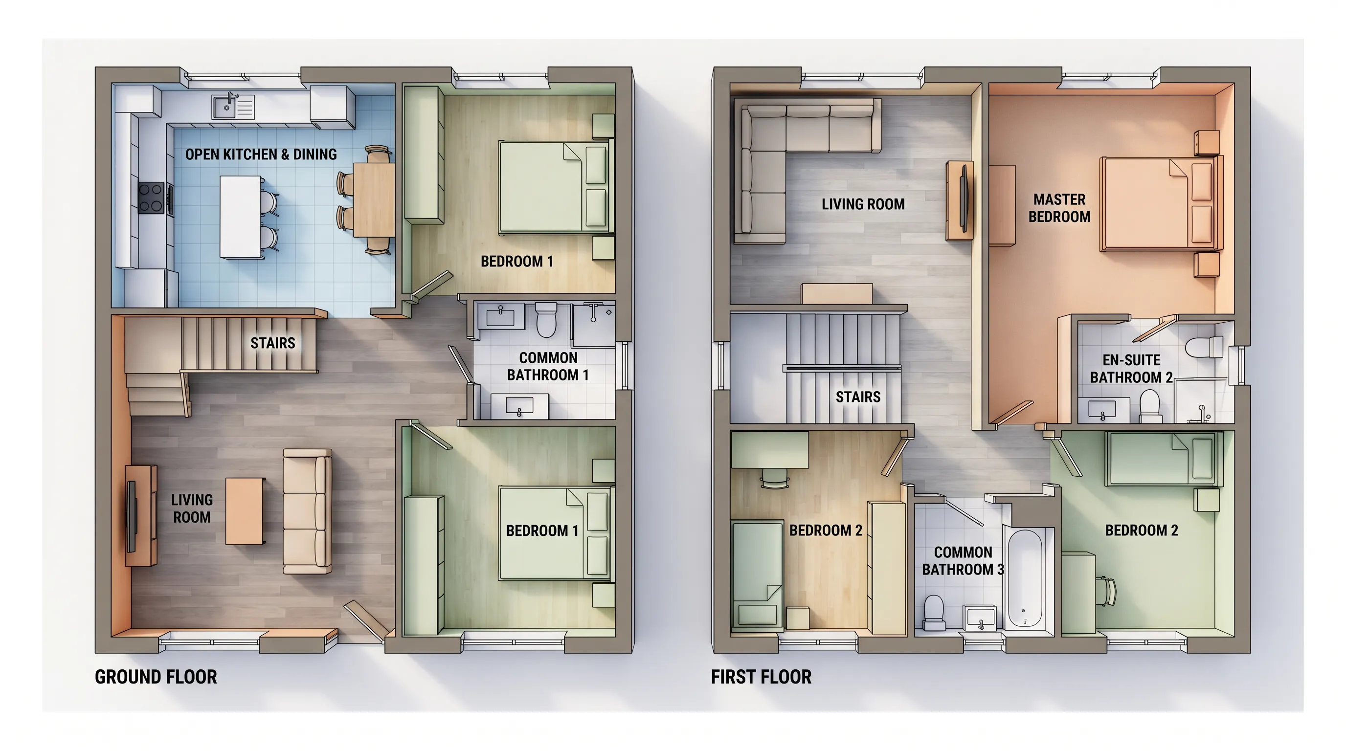 3-Bedroom 85 m² 2.5D Style Two-Story Home