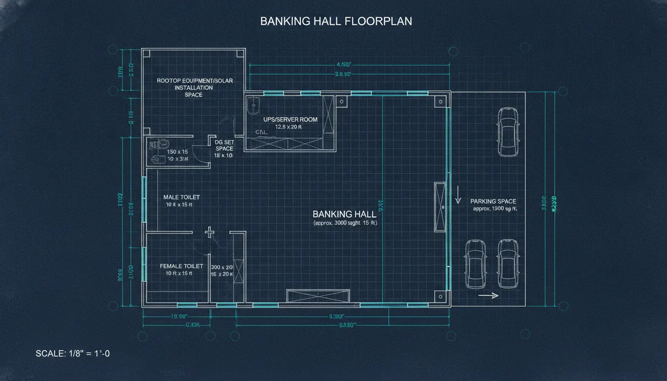 Banking Hall with Server Room and Rooftop Solar