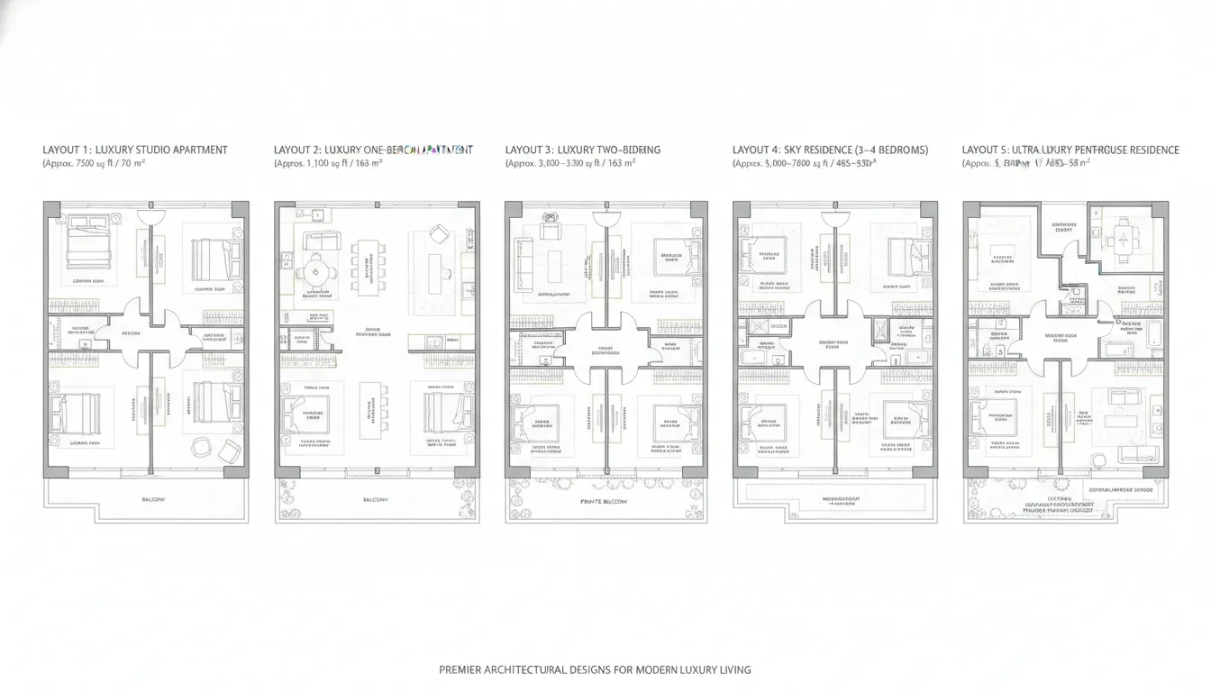 Five Luxury Apartment Layouts — Studio to Penthouse
