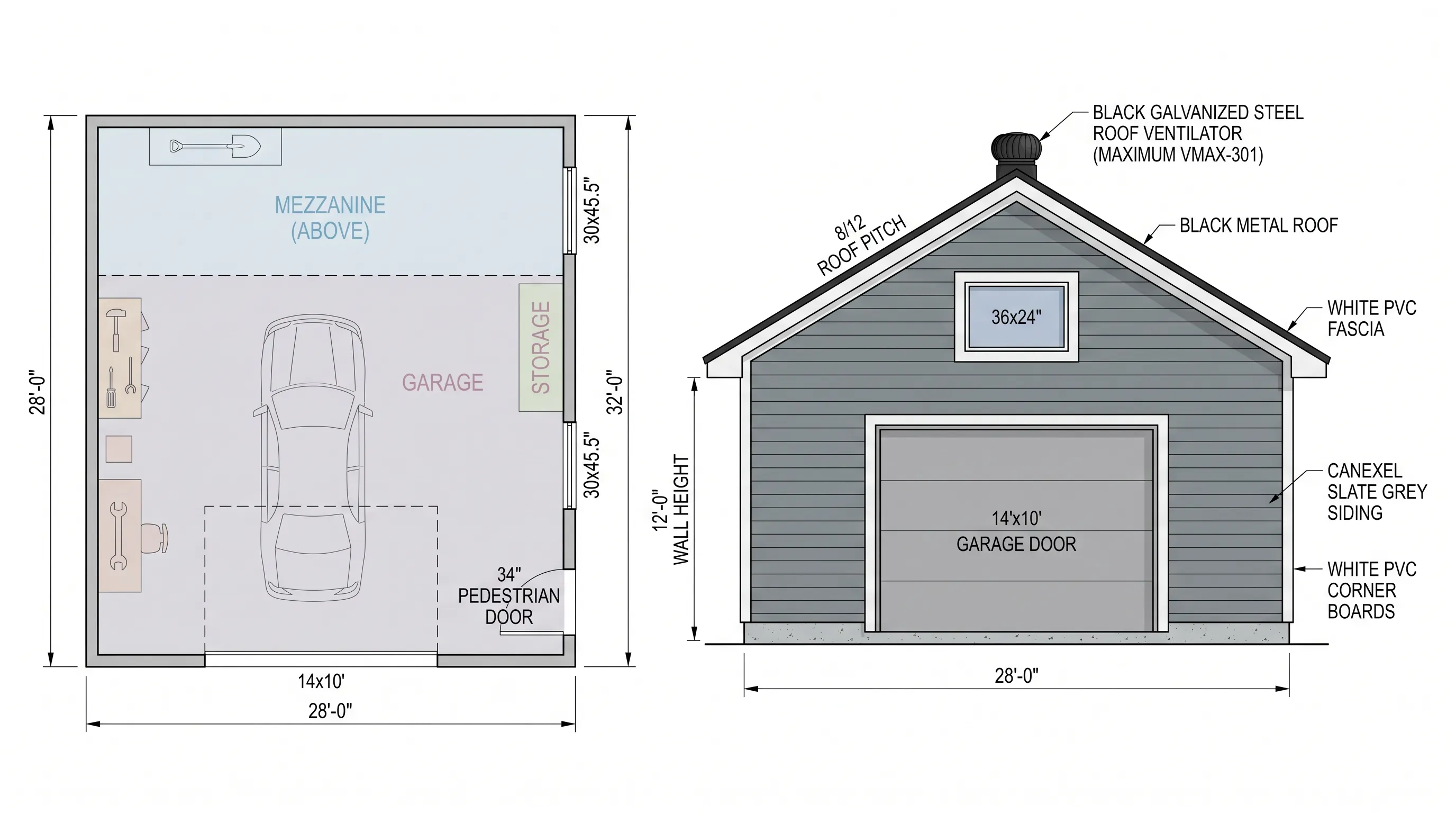 French Detached Garage with Mezzanine