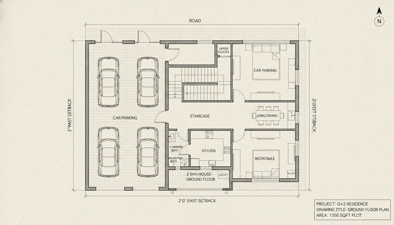 G+2 Indian Residential Building with Parking