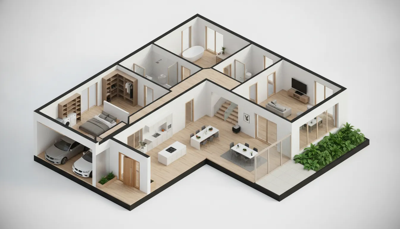 L-Shaped Two-Story Home with Private Courtyard