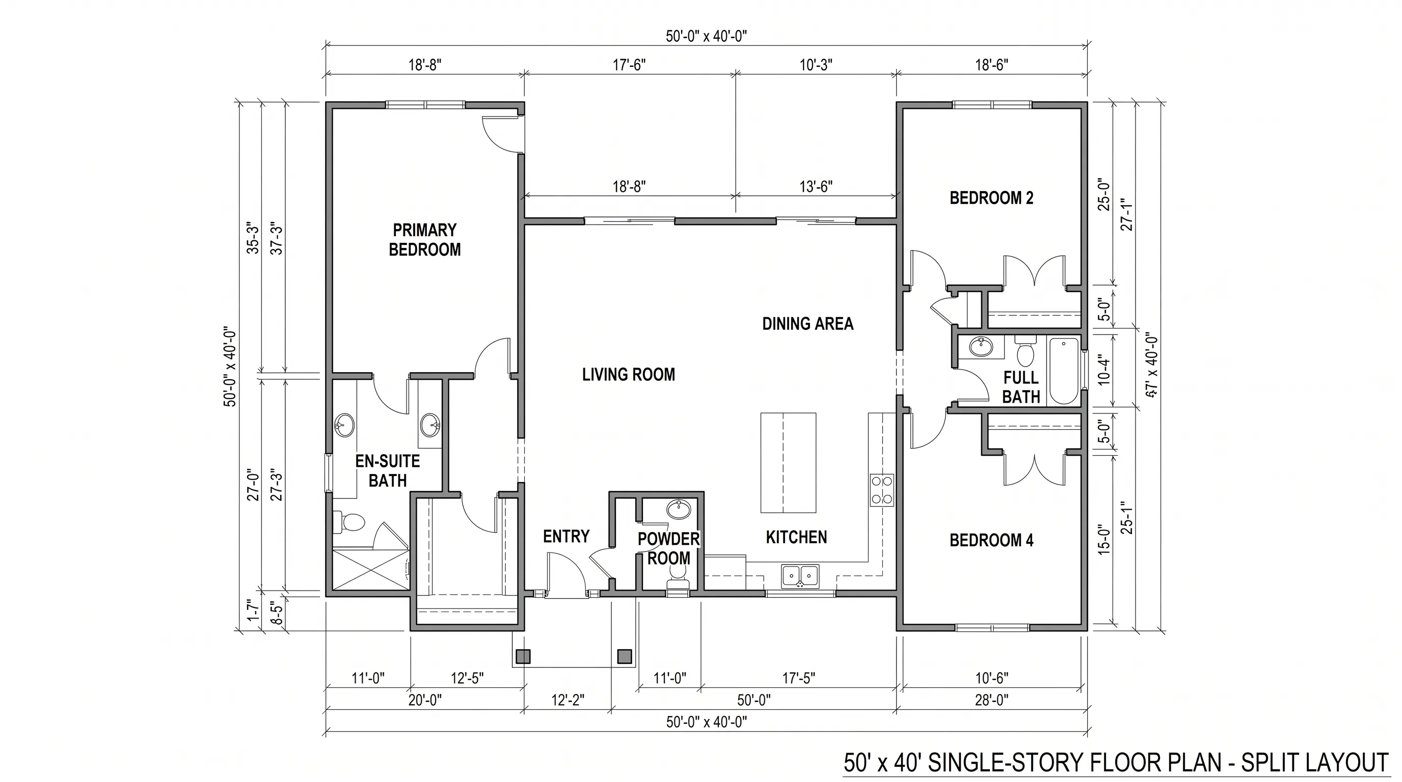 Split-Bedroom Ranch Style Layout