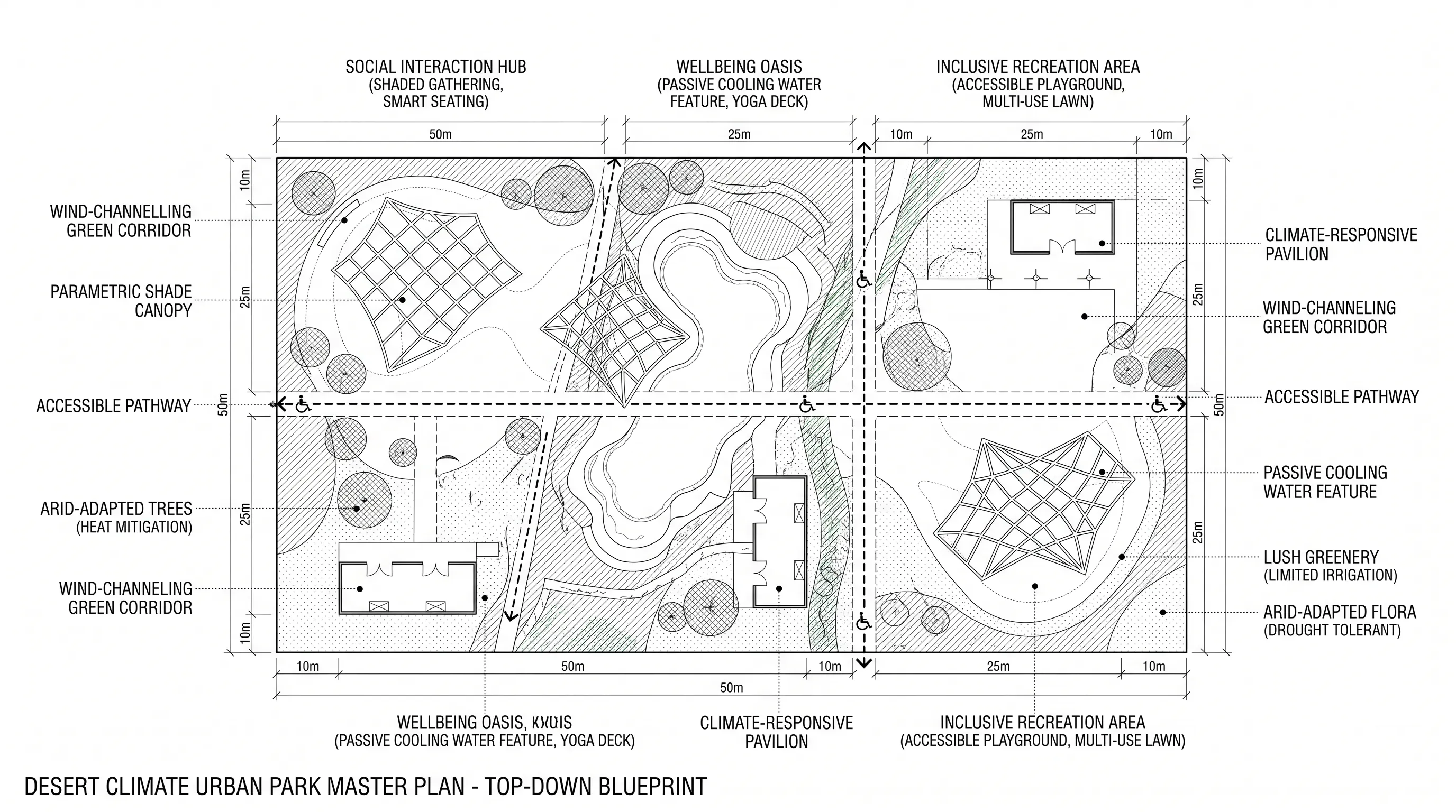 Sustainable Urban Park — Desert Climate