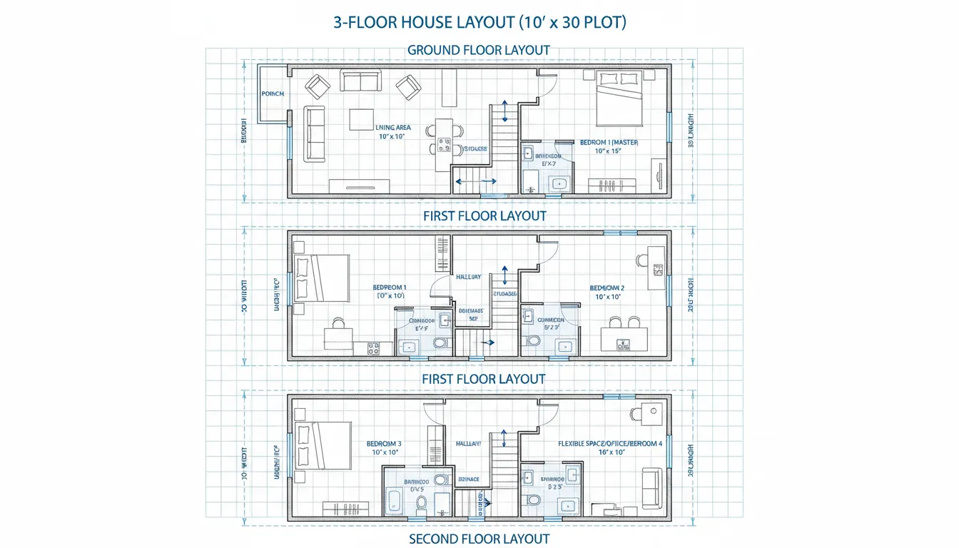 Three-Floor Narrow-Lot Building