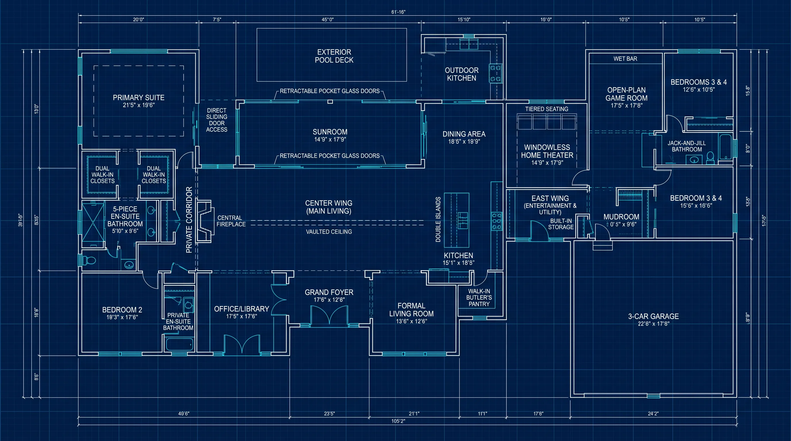 Three-Wing Luxury Estate — Center, West, East
