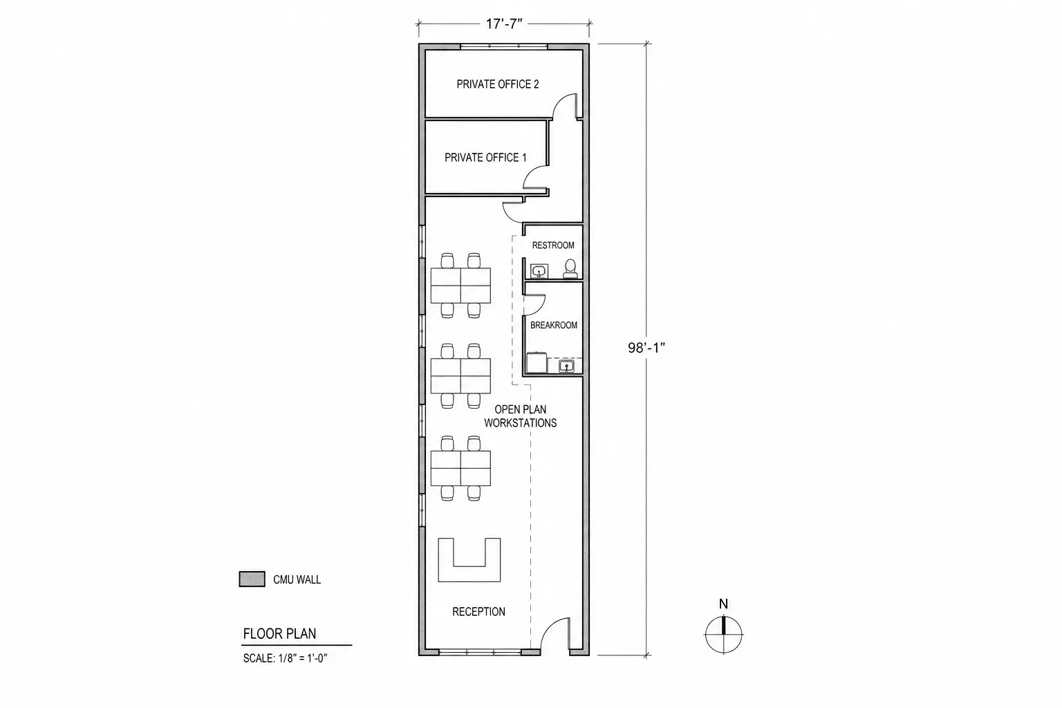Ultra-Narrow Storefront Office Design