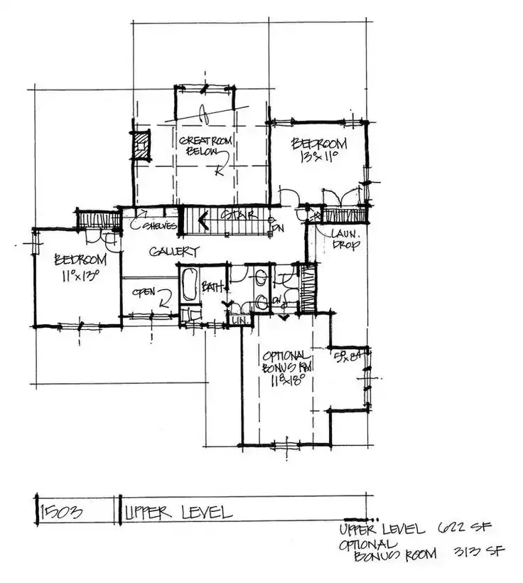 Hand-drawn floor plan with room labels and dimensions before DXF conversion