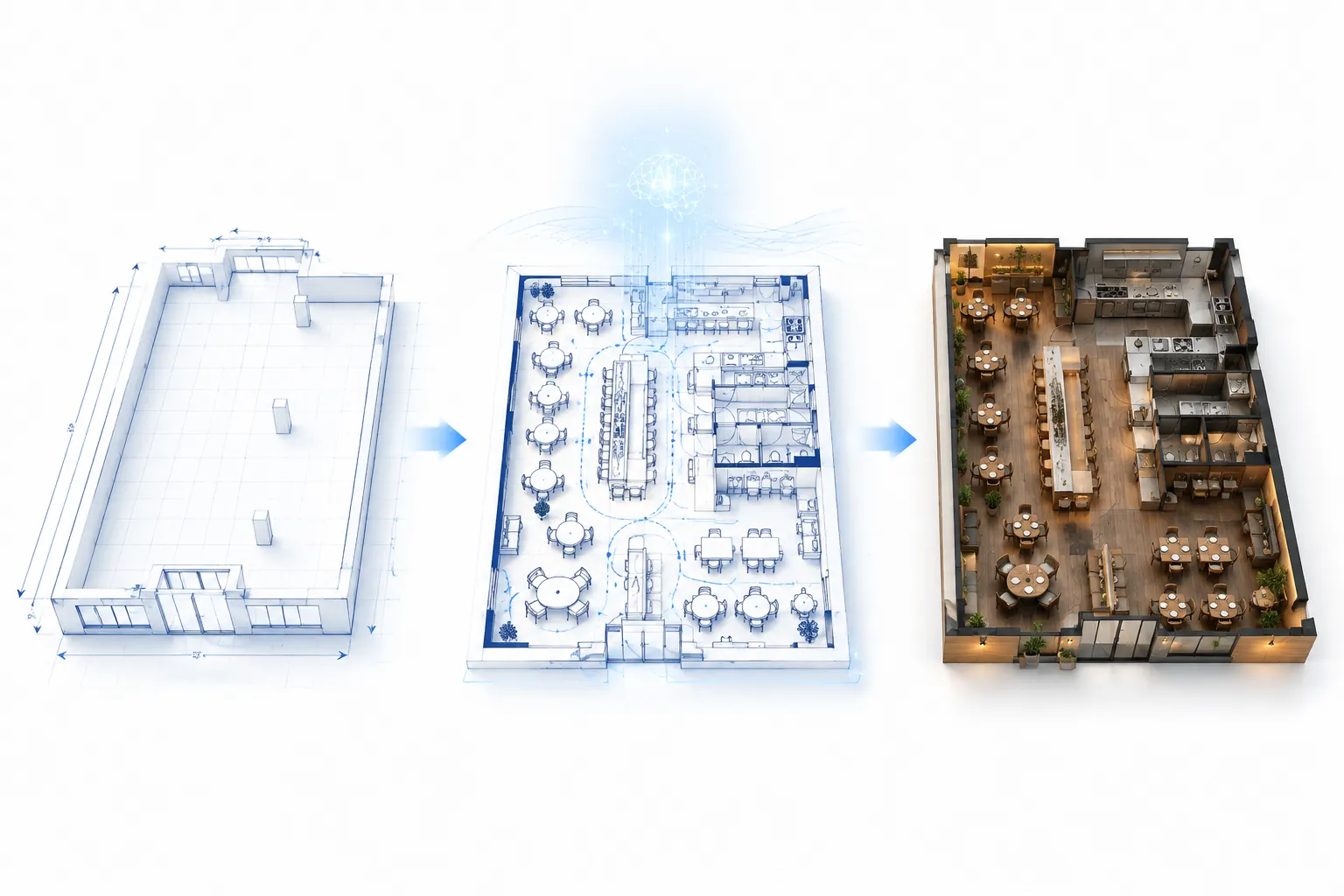 Design a restaurant floor plan in three steps